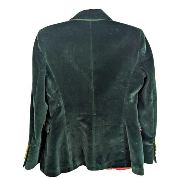 The Extreme Collection Velvet Blazer Green Double Breasted Gold Button Spain 42 - Picture 3 of 13